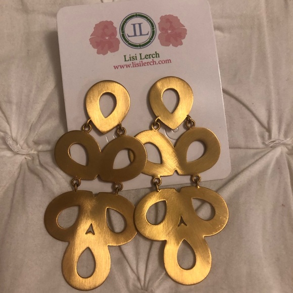 Lisi Lerch Ginger Earrings Brushed Gold. Stunning! - Picture 2 of 7